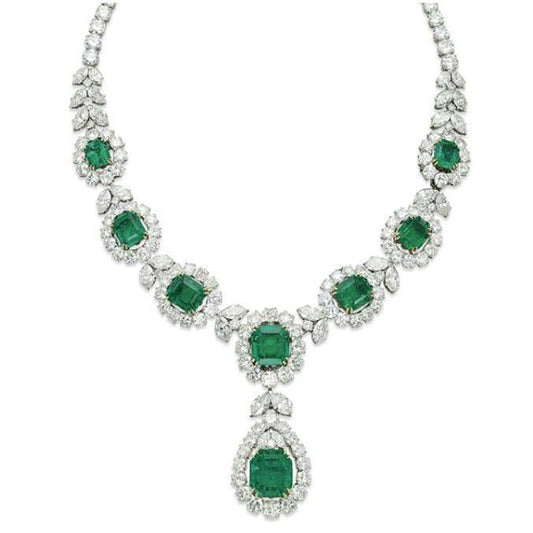 Colar de diamante e esmeralda verde 72 quilates em ouro branco 14K - harrychadent.pt