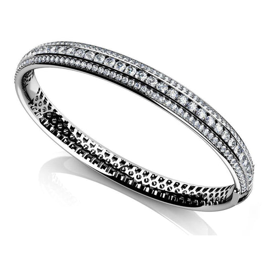 Bracelete de diamante de 7 quilates com três fileiras de ouro branco 14K - harrychadent.pt