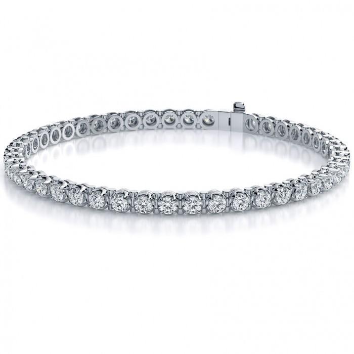 Bracelete de tênis de diamante com conjunto de pontas redondas de 7.20 quilates de ouro branco 14K - harrychadent.pt