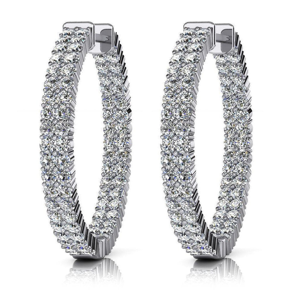 Brincos femininos de argolas de diamante de 7,20 ct de duas fileiras - harrychadent.pt