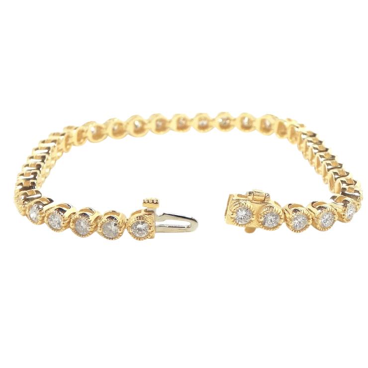 Pulseira de tênis de diamante com corte redondo de 7.40 ct joias de ouro amarelo - harrychadent.pt