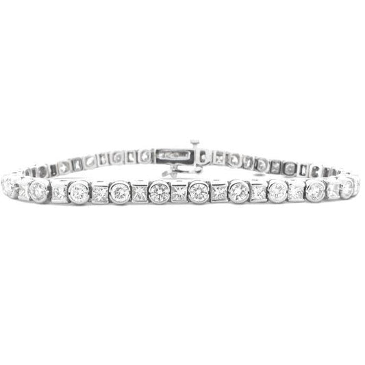 Princesa de 7.5 ct e pulseira de tênis de diamante redondo e joias de ouro branco - harrychadent.pt