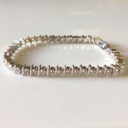 Conjunto de pinos redondos com pino redondo de 7.60 quilates pulseira de ouro branco 14K - harrychadent.pt