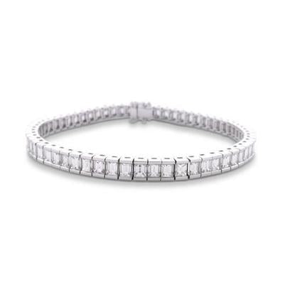 Conjunto de canais de 7.80 ct baguete com corte de diamante e pulseira de tênis em ouro branco - harrychadent.pt