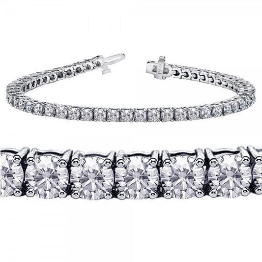 Pulseira redonda de diamante de tênis com configuração de quatro pontas de 7.80 ct de ouro maciço - harrychadent.pt