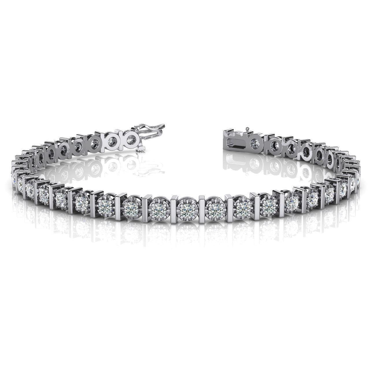 Bracelete de tênis com 8 quilates de ponta redonda de diamantes lapidação redonda ouro branco 14K - harrychadent.pt