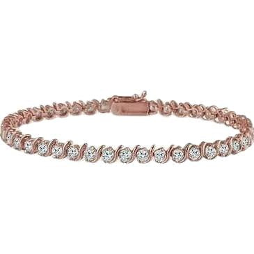 Pulseira de diamantes cintilantes de corte redondo de 8.00 quilates ouro rosa 14K - harrychadent.pt