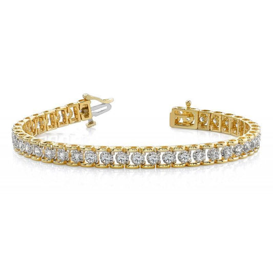 Pulseira de tênis com diamantes redondos de 8 quilates e ouro amarelo 14K - harrychadent.pt