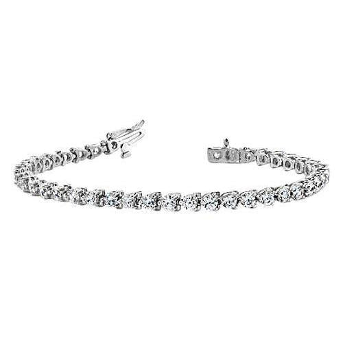 Bracelete de tênis com 8 quilates e três pinos redondos de diamante branco dourado - harrychadent.pt