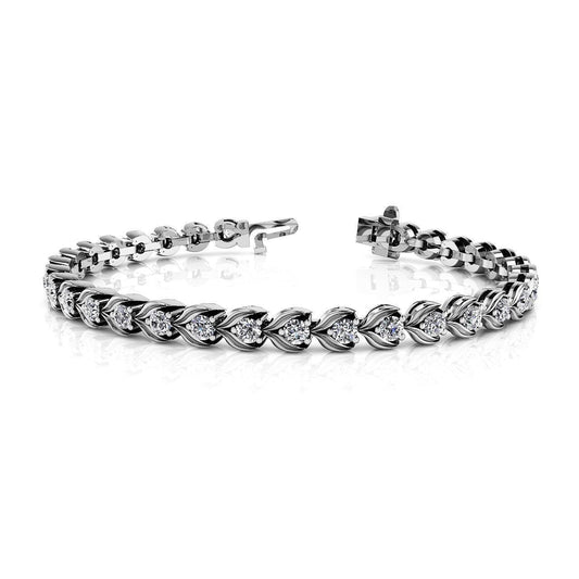 Bracelete de tênis com 8 ct conjunto de pontas de diamante redondo flor elo branco ouro - harrychadent.pt