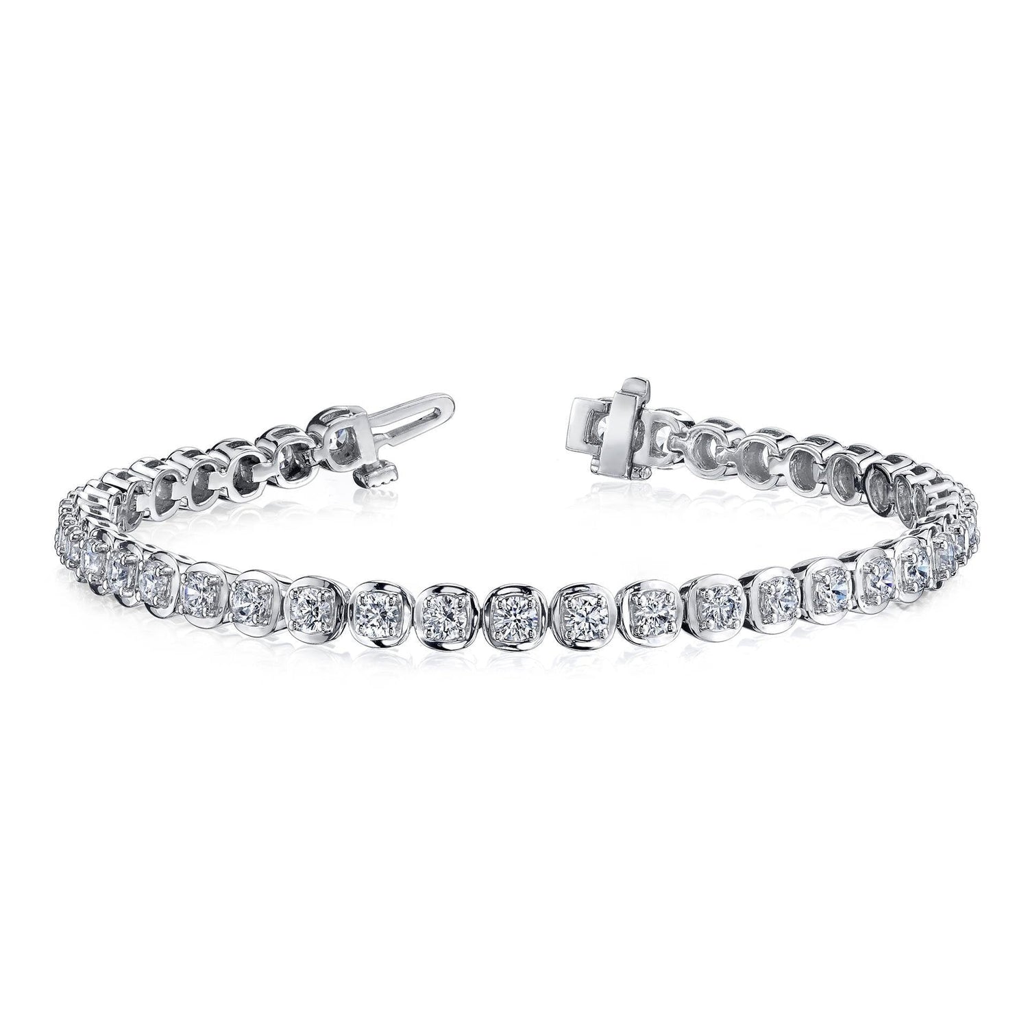 Bracelete de tênis redondo de diamante com corte brilhante de 8 quilates em ouro branco 14K - harrychadent.pt