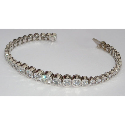 8 Ct. Bracelete de tênis redondo de diamante graduado WG 14K - harrychadent.pt