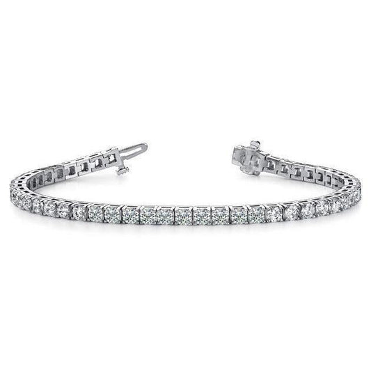 Bracelete de tênis de diamantes redondos de 8.10 quilates Conjunto de pinos de ouro branco 14K - harrychadent.pt