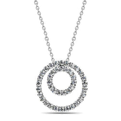 8.20 Ct Sparkling Diamonds Double Circle Pendant Necklace White Gold