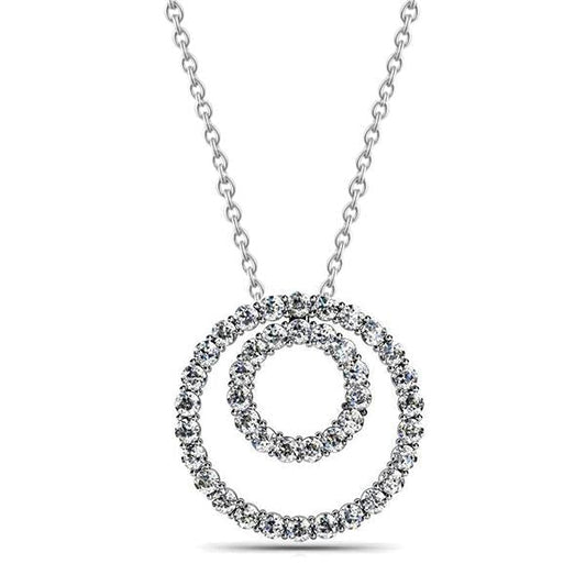 Colar com pingente de duplo círculo de diamantes cintilantes de 8.20 ct e ouro branco - harrychadent.pt