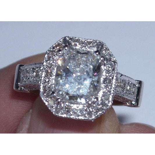 Conjunto de banda de anel de noivado de diamante de 8,51 quilates Corte radiante - harrychadent.pt