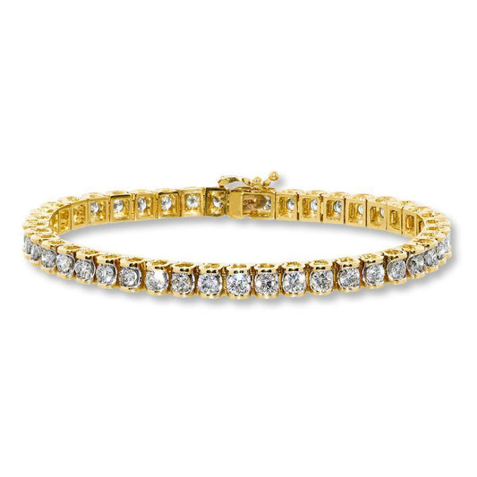 Bracelete de tênis com diamantes redondos espumantes de 8.60 quilates amarelo ouro 14K - harrychadent.pt