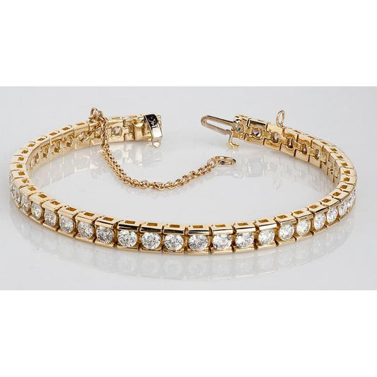 Conjunto de canaleta de pulseira de tênis de diamantes redondos de 8.80 quilates em ouro - harrychadent.pt
