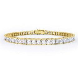 8.80 Carats Princess Cut Diamonds Tennis Bracelet Yellow Gold 14K