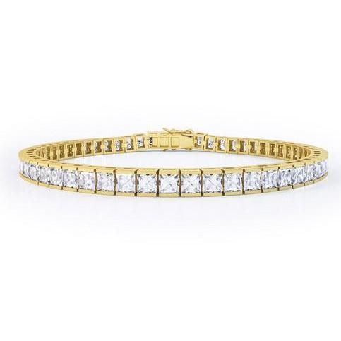 Pulseira de tênis Princess Cut Diamonds 8.80 quilates em ouro amarelo 14K - harrychadent.pt