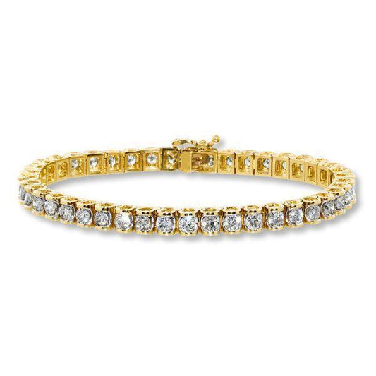 Pulseira de tênis com corte redondo de diamante de 8.80 quilates e ouro amarelo 14K - harrychadent.pt