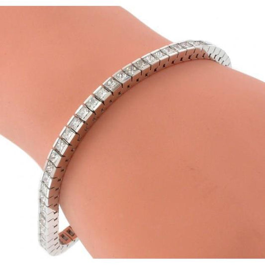 Conjunto de canais de 9 quilates pulseira de tênis Princess Cut Diamond branca - harrychadent.pt