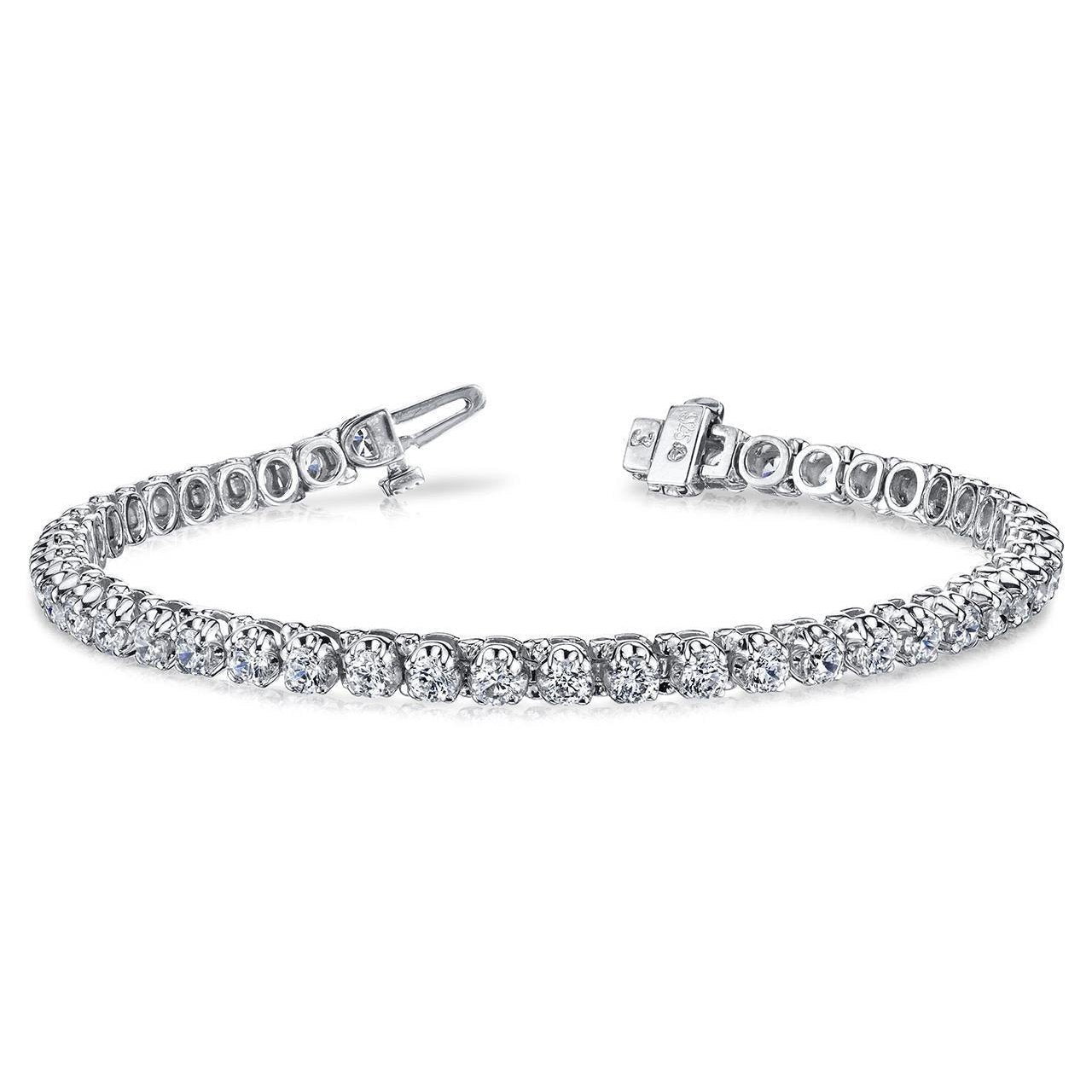 Bracelete de tênis feminino de 9 quilates com conjunto de pontas de diamantes ouro branco 14K - harrychadent.pt