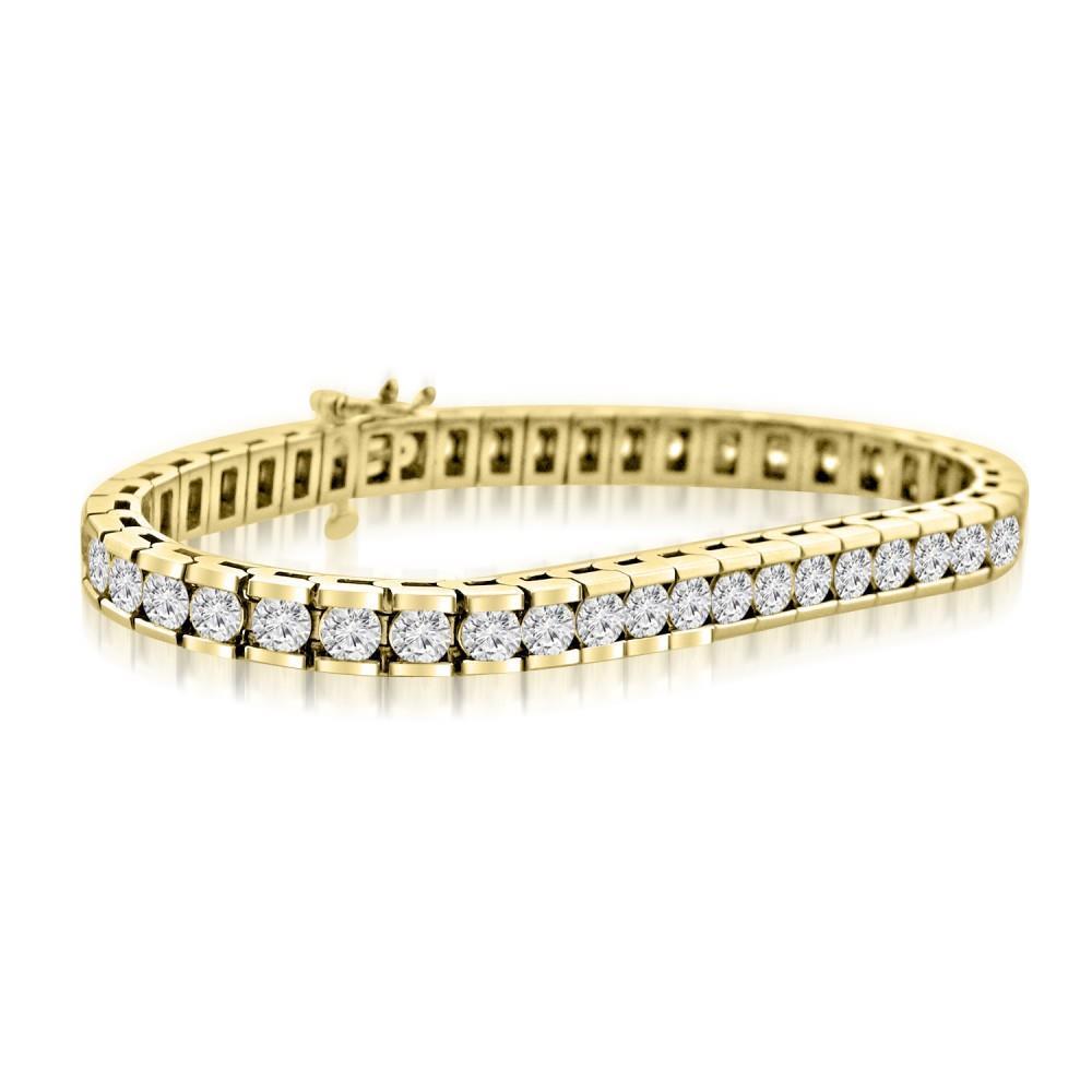 Bracelete de tênis de ouro amarelo com 9 quilates de diamantes redondos para canal - harrychadent.pt