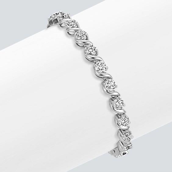 Bracelete de tênis com link de diamante branco redondo de 9 quilates em ouro branco sólido - harrychadent.pt
