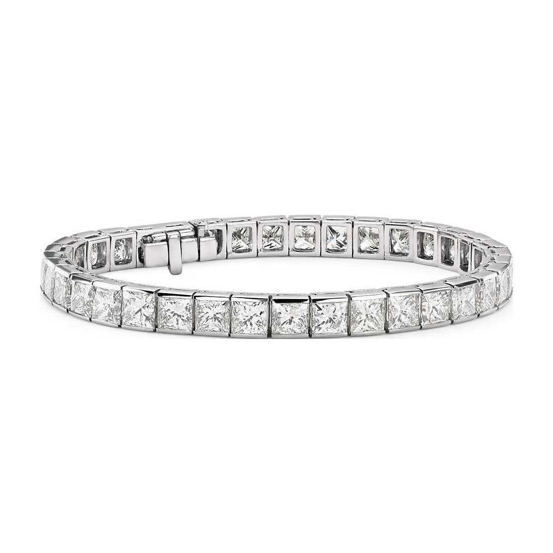 Conjunto de canais de 9 ct. Pulseira de tênis Princess Cut Diamond em ouro branco 14K - harrychadent.pt