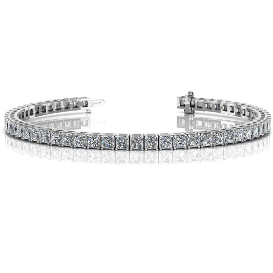 Pulseira de tênis de 9 ct princesa corte diamante feminino joias de ouro branco - harrychadent.pt