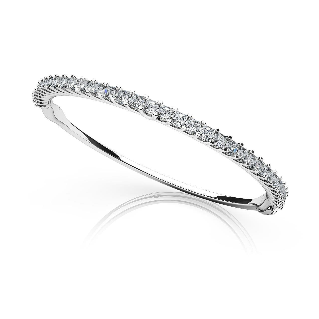 Bracelete de diamantes com corte Princess Cut 9 ct em ouro branco sólido - harrychadent.pt
