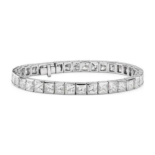Bracelete de tênis de diamante deslumbrante de 9 ct Princess Cut Joias de ouro maciço - harrychadent.pt