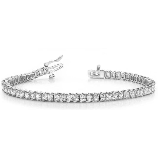 Conjunto de pinos 9.70 ct. Bracelete de tênis Princess Cut Diamonds em ouro branco - harrychadent.pt