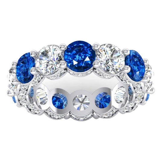 Aliança de casamento de ouro com diamante de safira azul