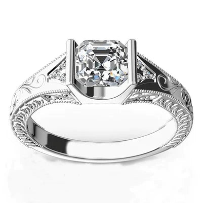 Anel de aniversário de diamante estilo antigo com joias personalizadas