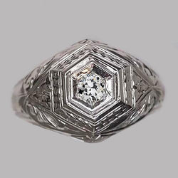 Antique Style Solitaire Ring Old Cut Round Real Diamond 0.50 Carats