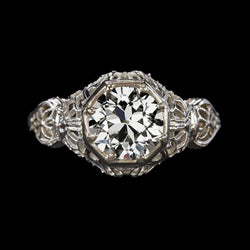 Antique Style Solitaire Ring Round Old European Diamond 2.50 Carats