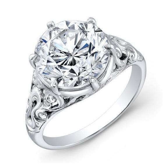 Big Round Cut Solitaire 3 quilates diamante estilo antigo anel - harrychadent.pt