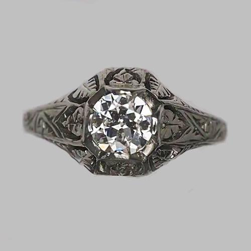 Solitaire feminino antigo corte redondo anel de diamante em estilo antigo de 1.25 quilates - harrychadent.pt