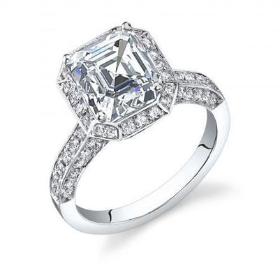 Anel de noivado de diamante asscher e redondo de 2.83 ct halo - harrychadent.pt