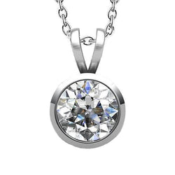 Bezel Set 4 Ct Round Brilliant Cut Diamond Pendant Necklace