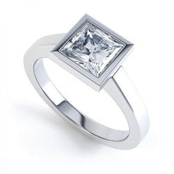 Bezel Set Princess Cut 2.50 Carats Diamond Anniversary Solitaire Ring