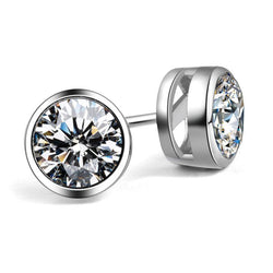 Bezel Set Solitaire 3 Ct Round Diamond Stud Earring Gold Fine Jewelry
