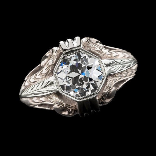 Conjunto de moldura anel solitário redondo antigo corte de diamante de 2 quilates - harrychadent.pt