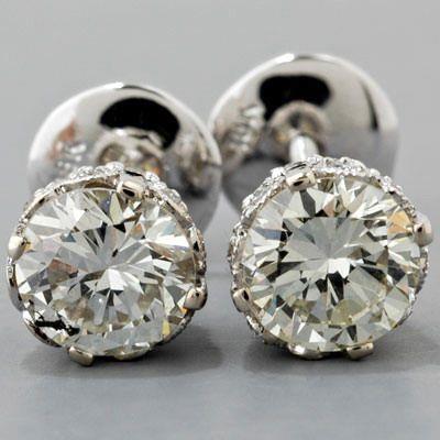 Big Gorgeous Round Solitaire Diamond Stud Earring Ouro Branco 4 Quilates - harrychadent.pt