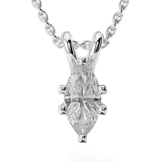 Big Marquise Cut 2 Ct Solitaire Diamond Colar Pingente de Ouro Branco - harrychadent.pt