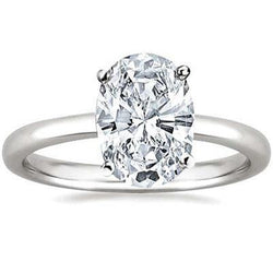 Big Oval Cut 2.90 Ct Solitaire Diamond Engagement Ring White Gold