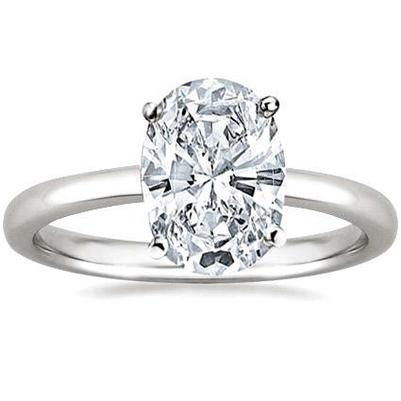 Big Oval Cut 2.90 Ct Solitaire Diamante Anel de Noivado em Ouro Branco - harrychadent.pt