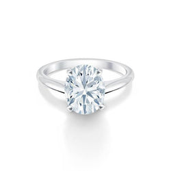 Big Oval Cut Diamond 2.50 Carats Solitaire Ring White Gold 14K